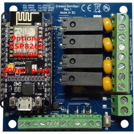 Creasol DomESP1: Input/output/supply board for ESP8266 module