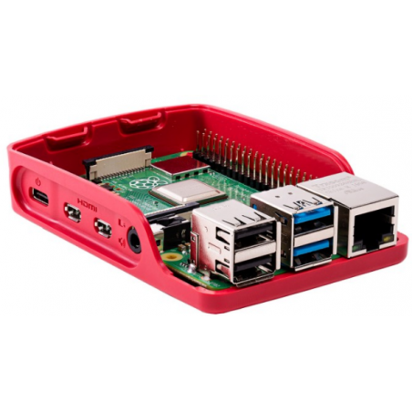 Funda original Raspberry PI4, color rojo / blanco