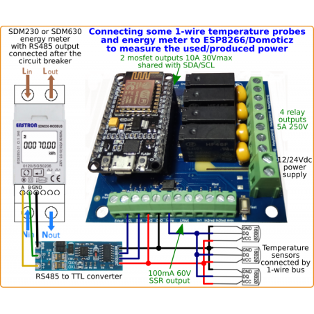 Creasol DomESP1: Input/output/supply board for ESP8266 module