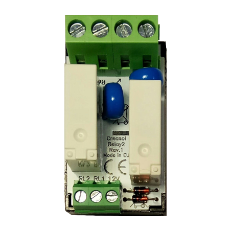 Creasol DomRelay2 - modul 2 relével SPST 250V 5A, 12Vdc tekerccsel