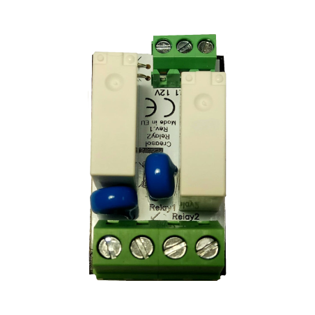 Creasol DomRelay2 - modul 2 relével SPST 250V 5A, 12Vdc tekerccsel