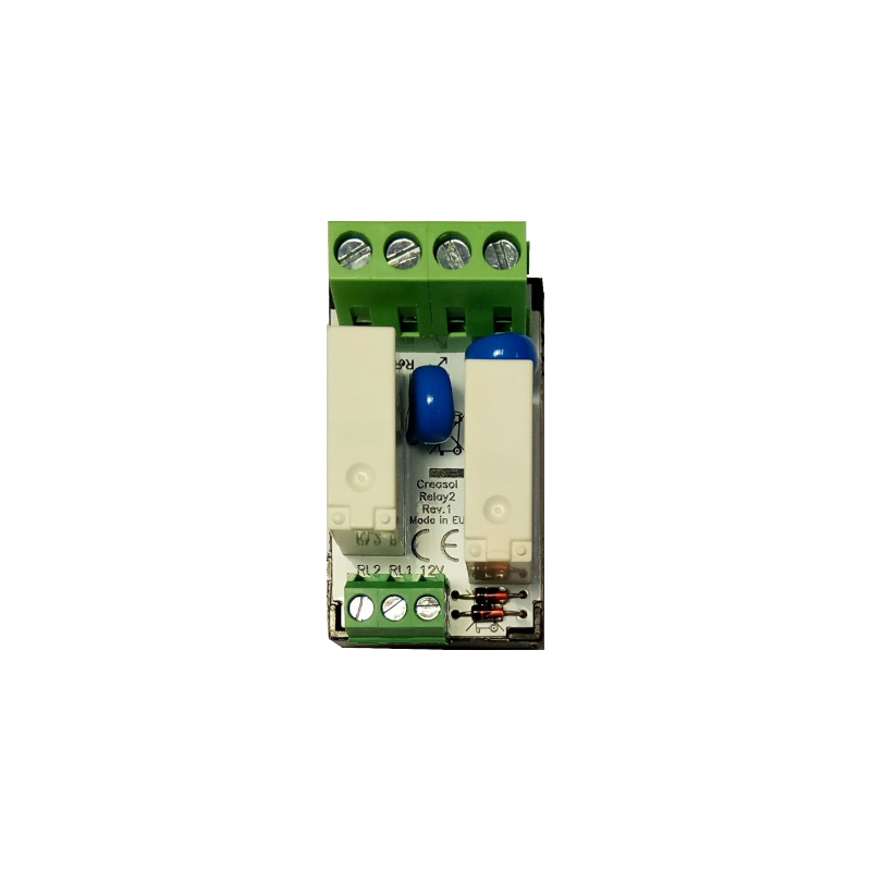 3x Creasol DomRelay2 - Module met 2 relais SPST 250V 5A met 12Vdc spoel