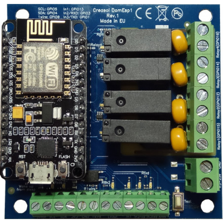 Creasol DomESP1: Input/output/supply board for ESP8266 module