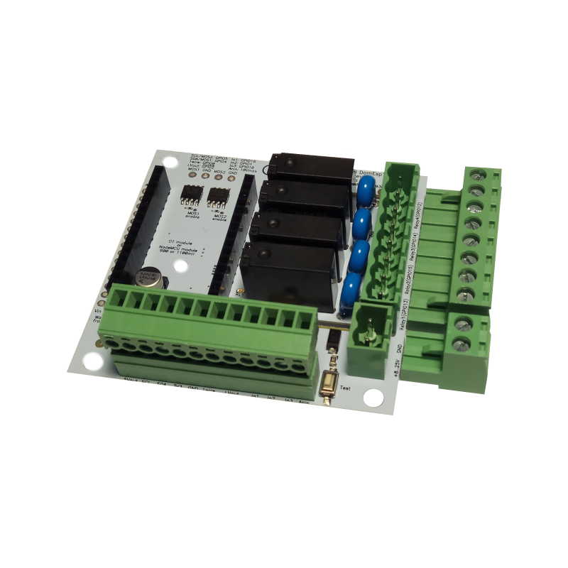 DomESP2 board with 2 plugins terminal blocks unplugged