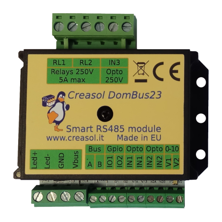 Creasol DomBus23: Intelligens otthon modul 2x relével, 1x mosfettel, ...