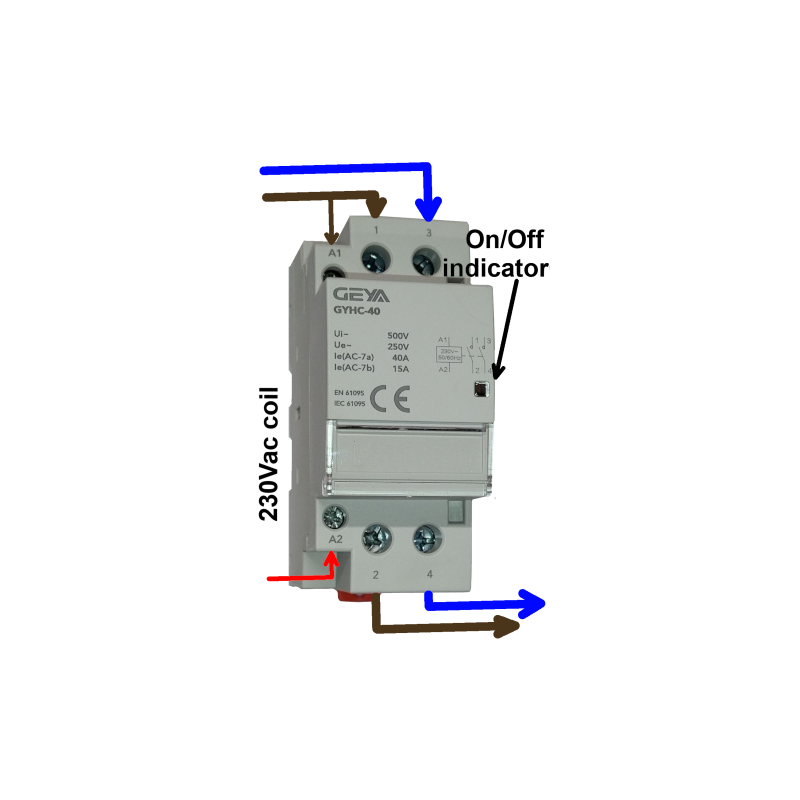 Contattore modulare 2 poli 40A con bobina 230V