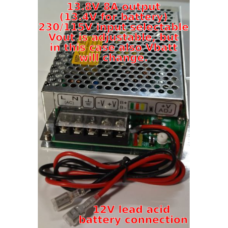 13.8V 8A power supply with 12V lead acid battery charger (UPS)