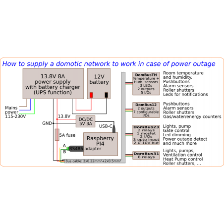 13.8V 8A power supply with 12V lead acid battery charger (UPS)