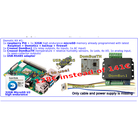 Domoticz starter KIT1 - Raspberry + DomBus1 + DomBusTH