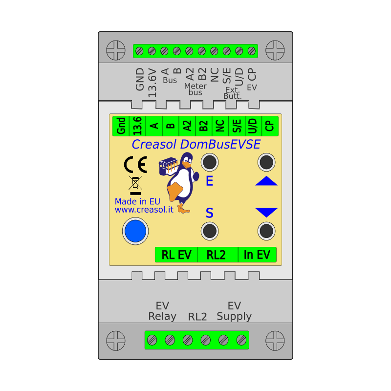 Creasol DomBusEVSE: smart module to make an EV charging station (Wallbox)