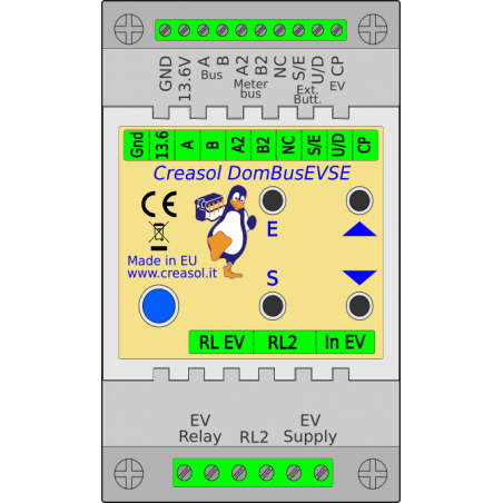 Creasol DomBusEVSE: smart module to make an EV charging station (Wallbox)