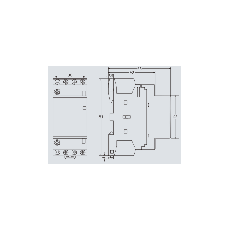 Contactor carril DIN 4 polos 25A con bobina 230V