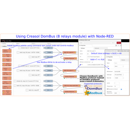Creasol DomBus31: 8 releju modulis mājas automatizācijas sistēmai ar ļoti mazu enerģijas patēriņu