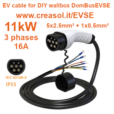 EV wallbox cable, Type-2, three-phases, 16A 11kW