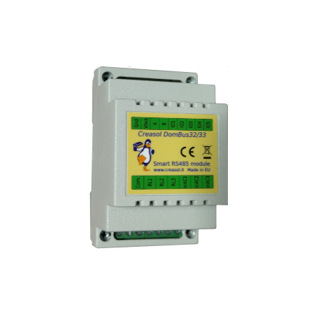 Creasol DomBus33 - Domoticz module met 3 relais, 3 AC ingangen, 5 I/O voor bestaande lichtsystemen