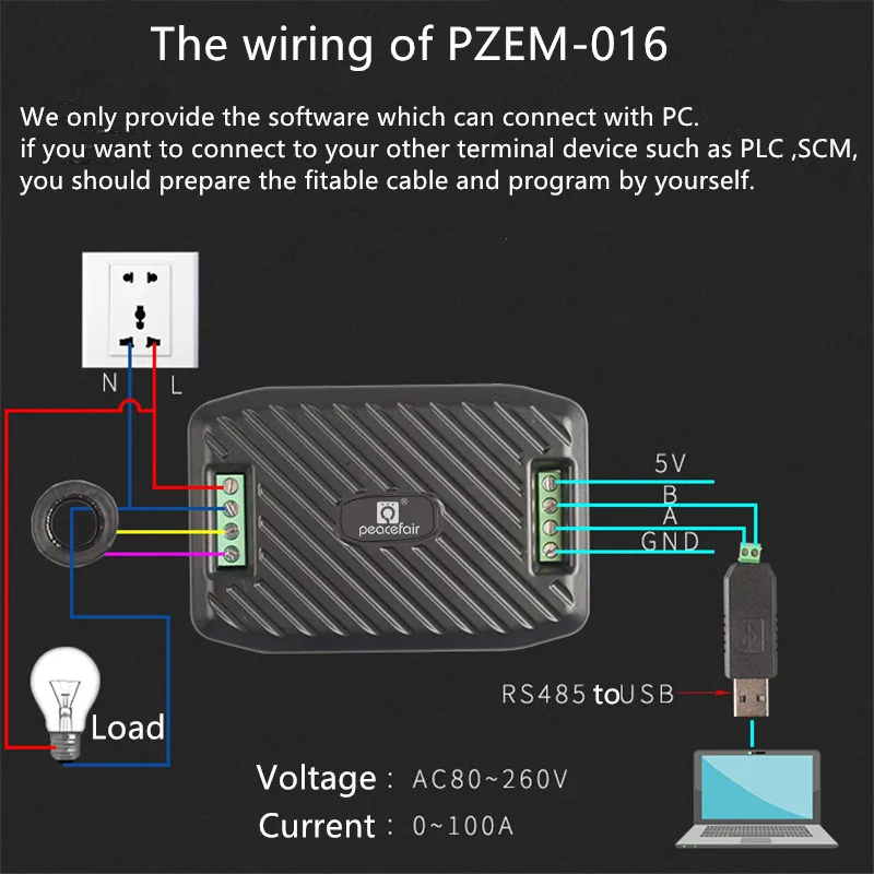 Compteur d'énergie PZEM-016 avec protocole Modbus