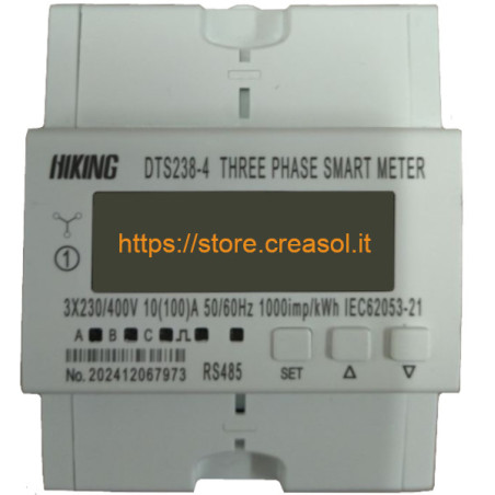 Contor de energie DTS238-4 ZN/S cu ModBus și 1 ieșire S0 (pulsată), trifazat