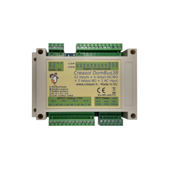 Creasol DomBus38: 6 relays + 1 AC input + 12 inputs