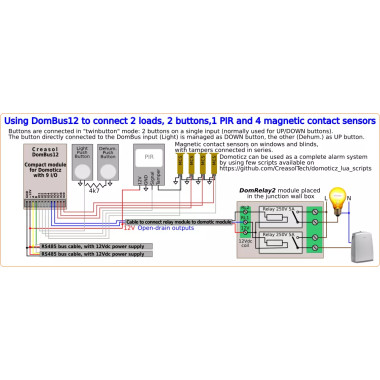 Creasol DomBus12: 9 innganger / utganger modul for Domoticz