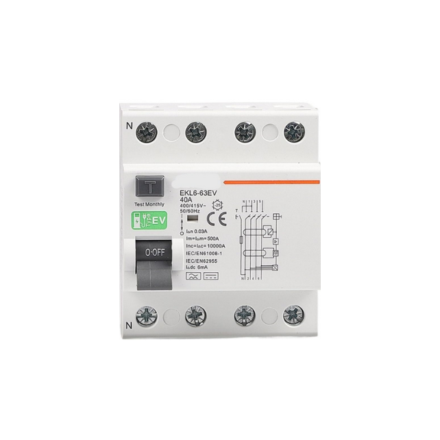 Jordfeilbryter type-B 4P 400V, 40A, for trefaset veggboks og billadere