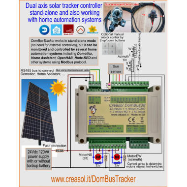 Single and Dual axis sun tracker sensor, with 5m cable