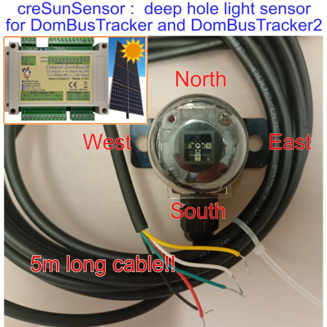 Single and Dual axis sun tracker sensor, with 5m cable