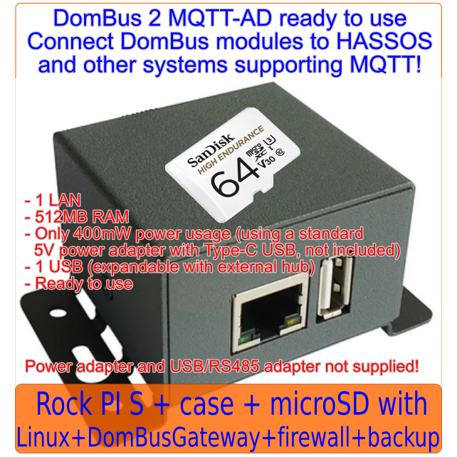 DomBusGateway on Rock PI S - DomBus 2 MQTT module