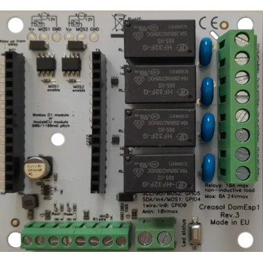Creasol DomESP1: Input/output/supply board for ESP8266 module