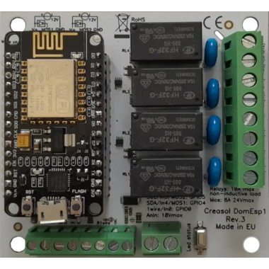 Creasol DomESP1: Input/output/supply board for ESP8266 module