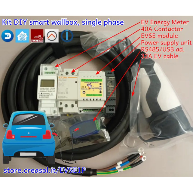 Single phase home made wallbox KIT for Home Assistant and other