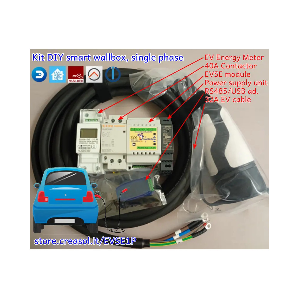 Single phase home made wallbox KIT for Home Assistant and other