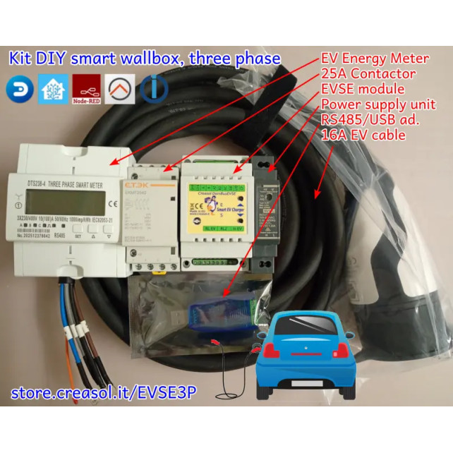 KIT wallbox DIY trifásico para Home Assistant, NodeRED, Domoticz, ...