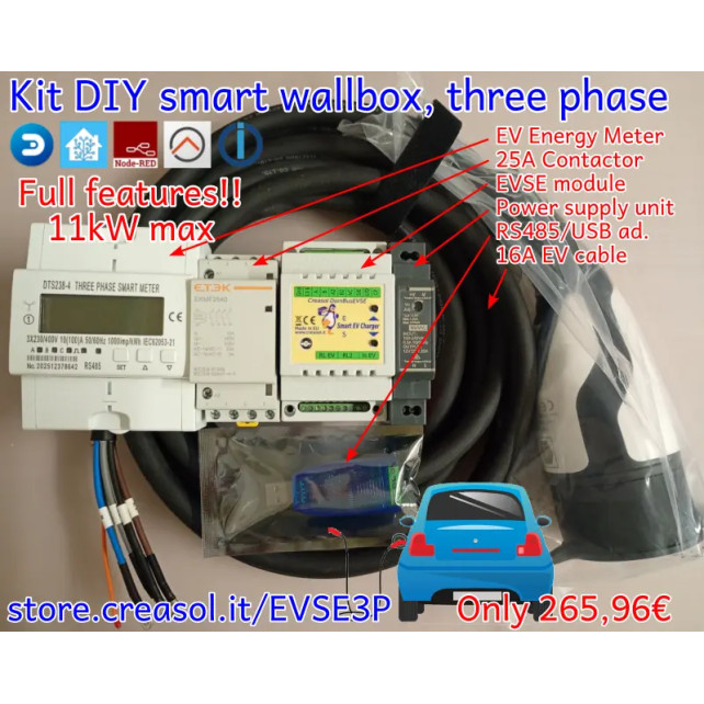 Trefase DIY-veggbokssett for Home Assistant, NodeRED, Domoticz, ...