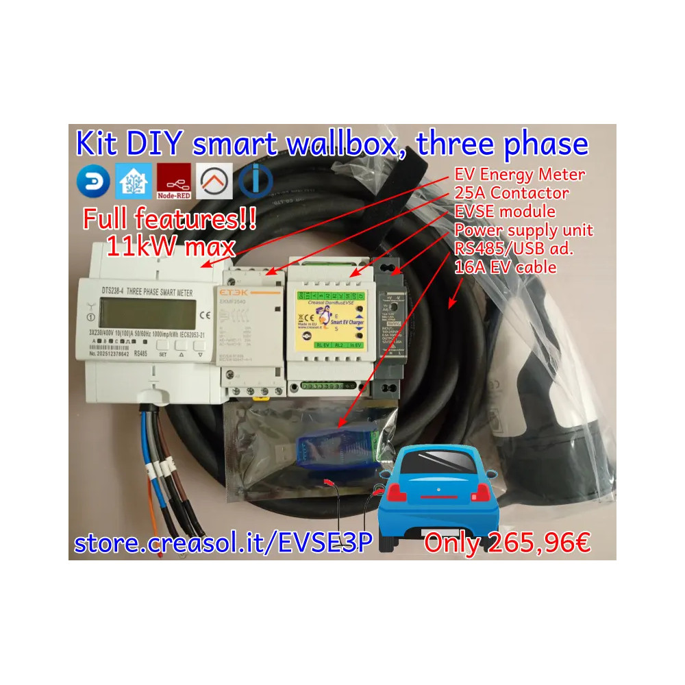 KIT Wallbox triphasé DIY pour Home Assistant, NodeRED, Domoticz, ...