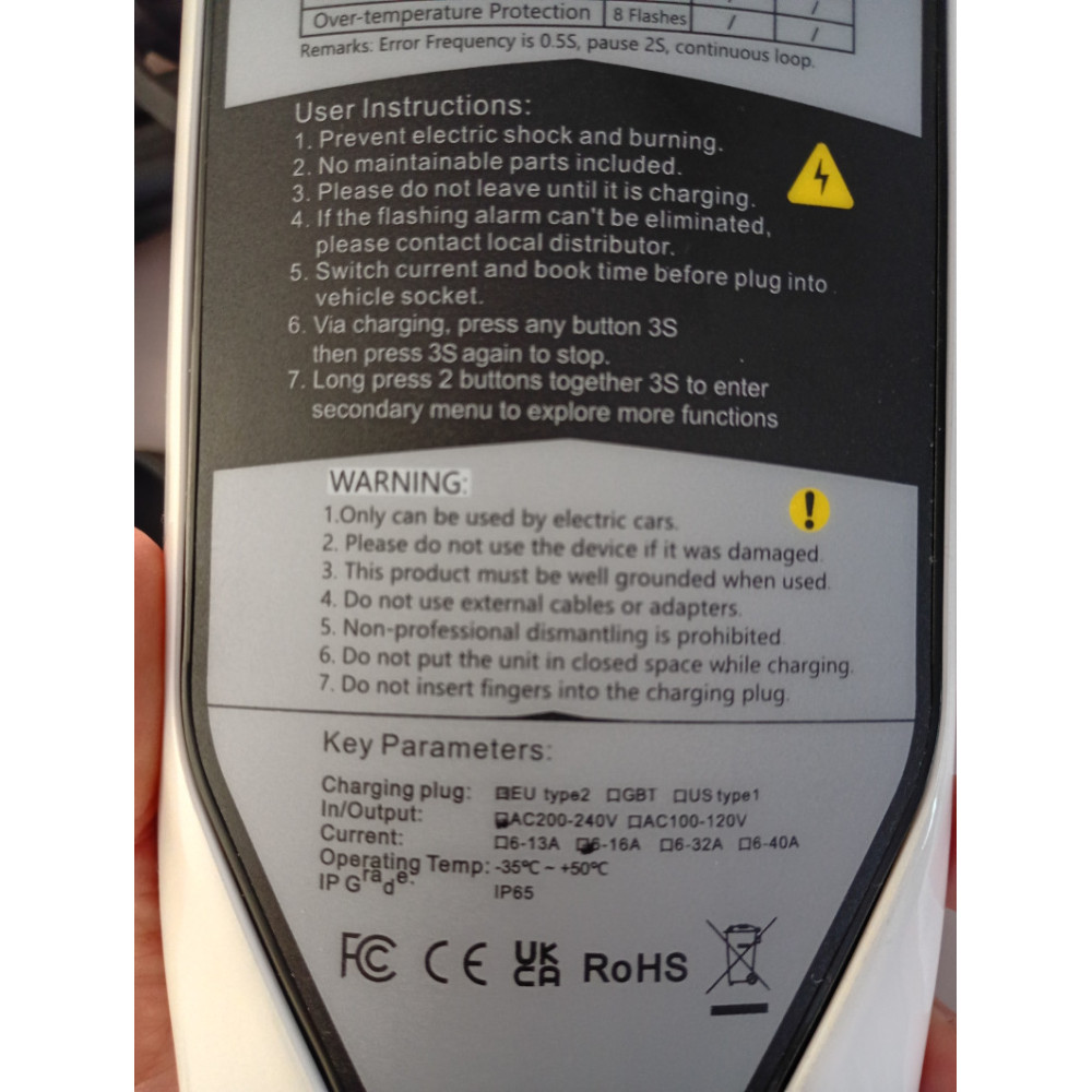 Chargeur portable pour véhicules électriques, 6-8-10-13-16 A, avec Wi-Fi et application Tuya