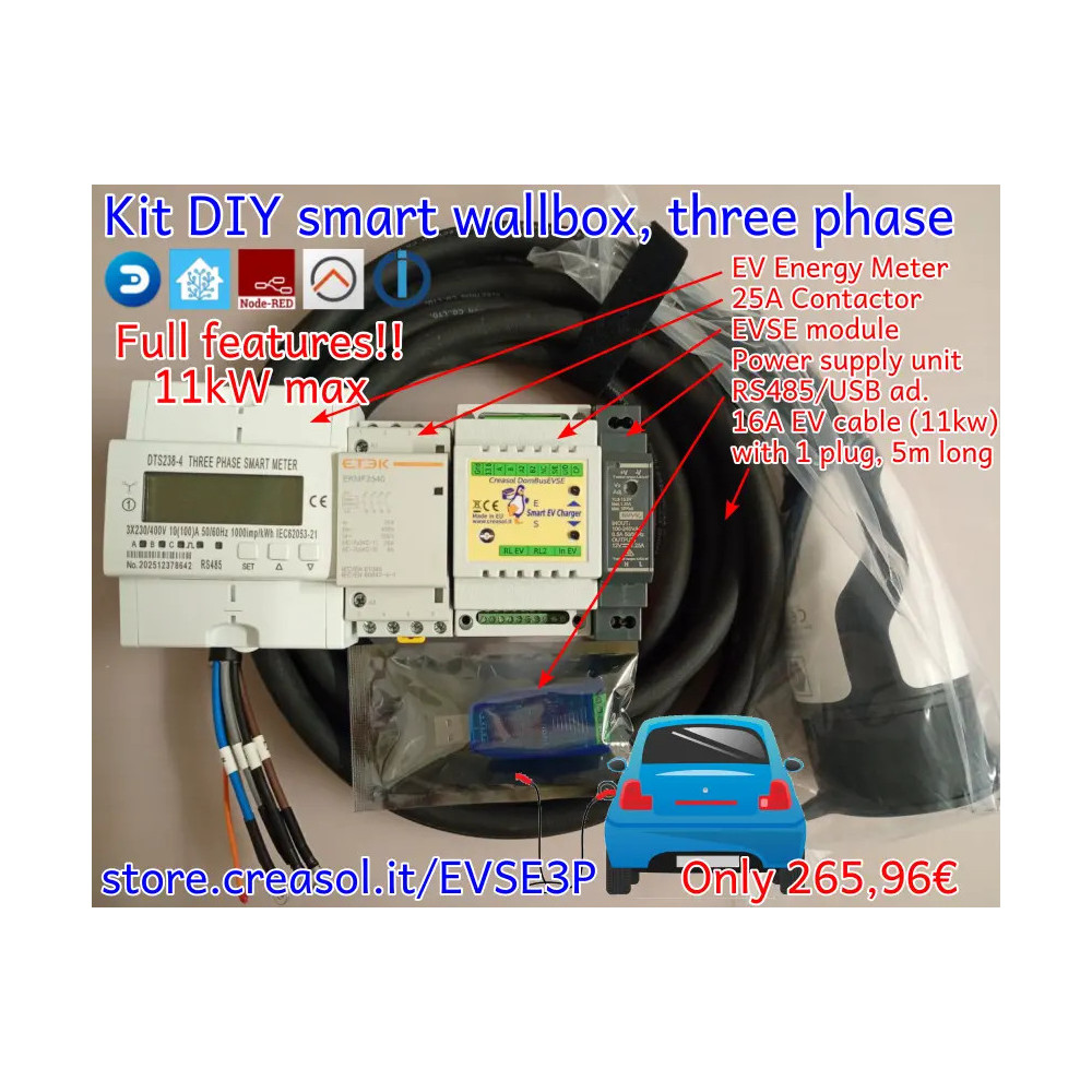 Dreiphasiges DIY-Wallbox-KIT für Home Assistant, NodeRED, Domoticz, ...