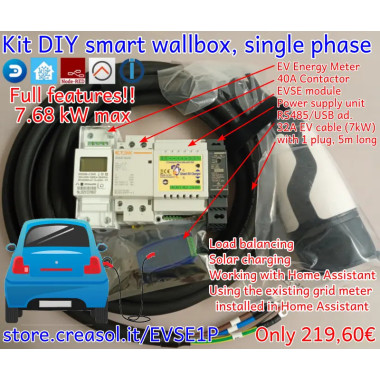 KIT cutie de perete monofazată DIY pentru Home Assistant, NodeRED, Domoticz, ...